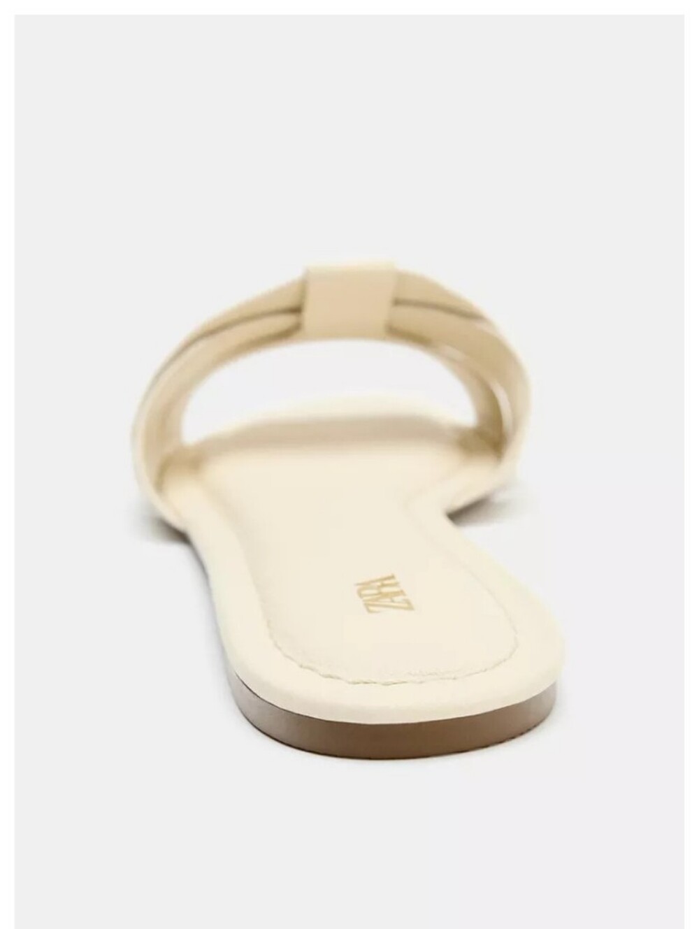 Zara Leather  Cream Crossed Straps Slide Sandals Sz-40/9 - Picture 3 of 8